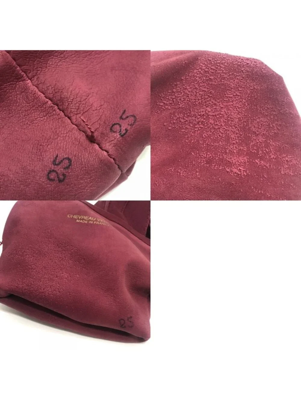 Chanel Gloves CC Logo Suede Wine